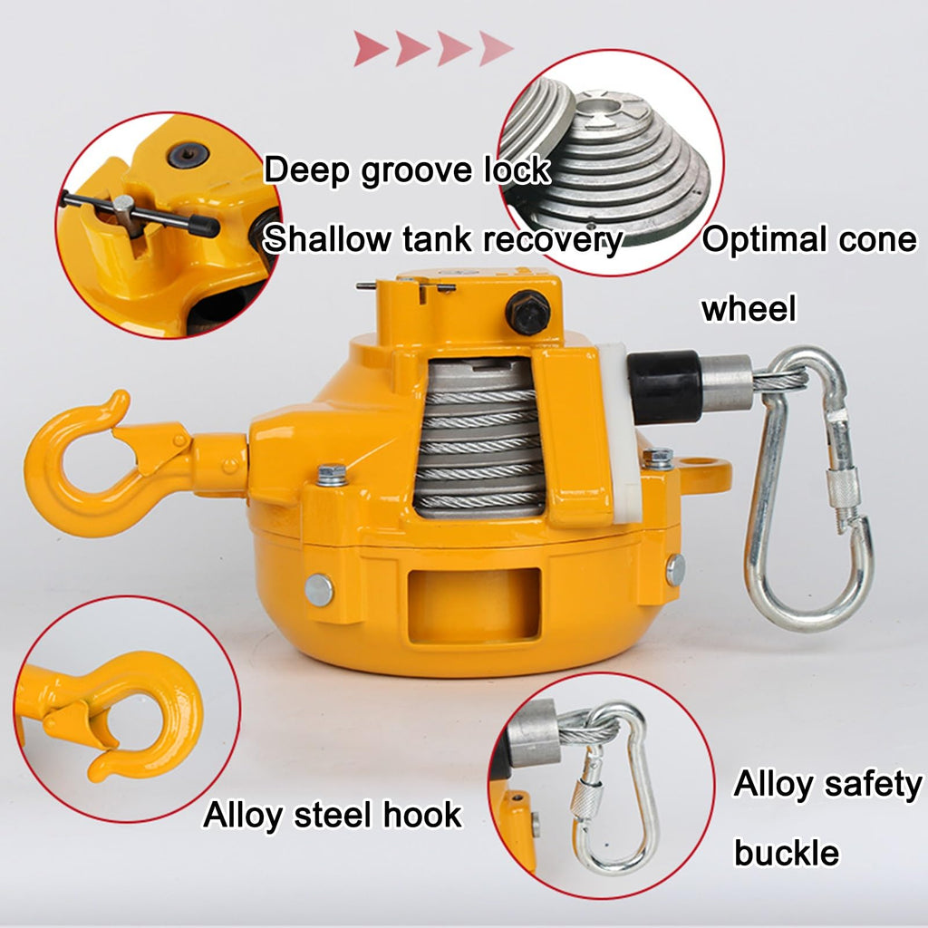Retractable Spring Balancer 1.5m Wire Rope & Hook - Heavy Duty for Workshop, Assembly Line, Automotive Equipment (9-15kg) - Durable Load Suspension Tool