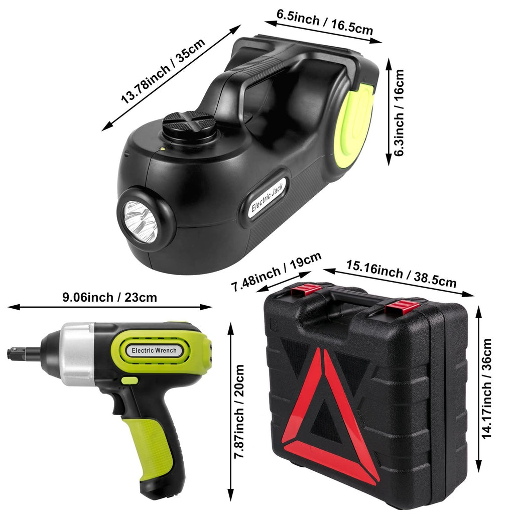 5 Ton 12V Electric Car Jack Kit + Impact Wrench LED Light Portable Hydraulic Jack 13.5-36 CM Tire Lifting Car Repair Tool
