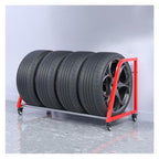 Tire Rack 4 Tire Rack, Garage Floor-Standing Tire Storage Rack, 50" Wide Rolling Tire Carrier for Wheel ＆ Rims Storage