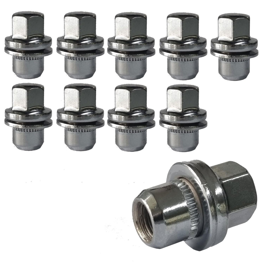 TRACER 10x Wheel Nuts M14 x 1.5 Flat Collar 34 mm | Spanner Width 22 mm Compatible with Land Rover Defender 110 4WD L663 Defender 110 Stat