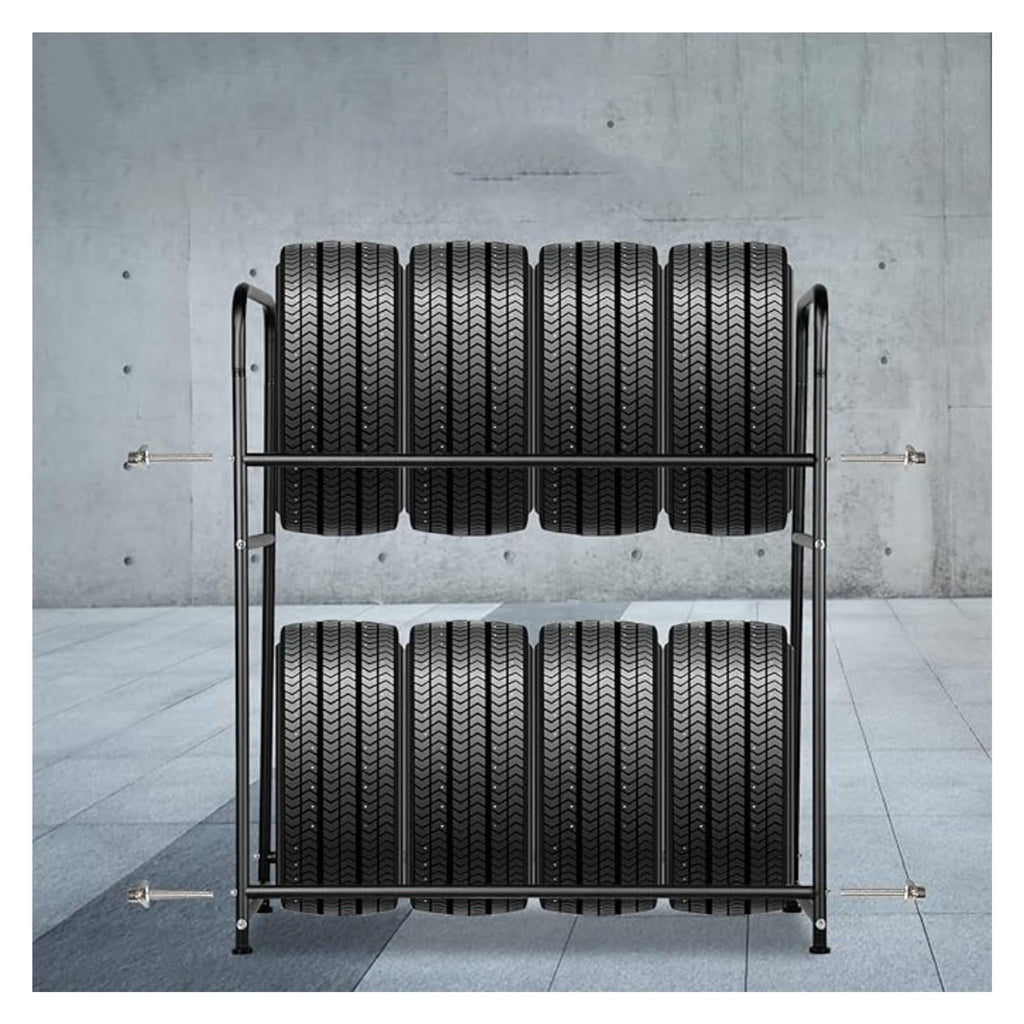 Tire Rack, 112x 51 X 143cm Without Wheels Holds 8 Tire Storage Racks, Height Adjustable Storage Rack for Basement Workshop