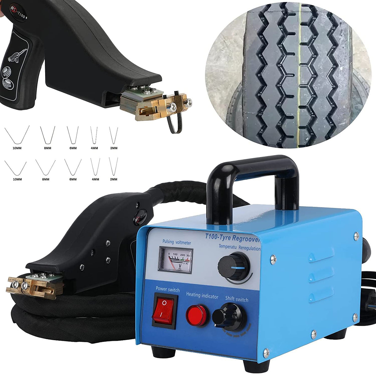 Tire Iron Machine Grooving Tools, 110V 350W Iron Tire Groover Cutter with 20 Blades, Professional Tire Rubber Groover Machine for Any Tires