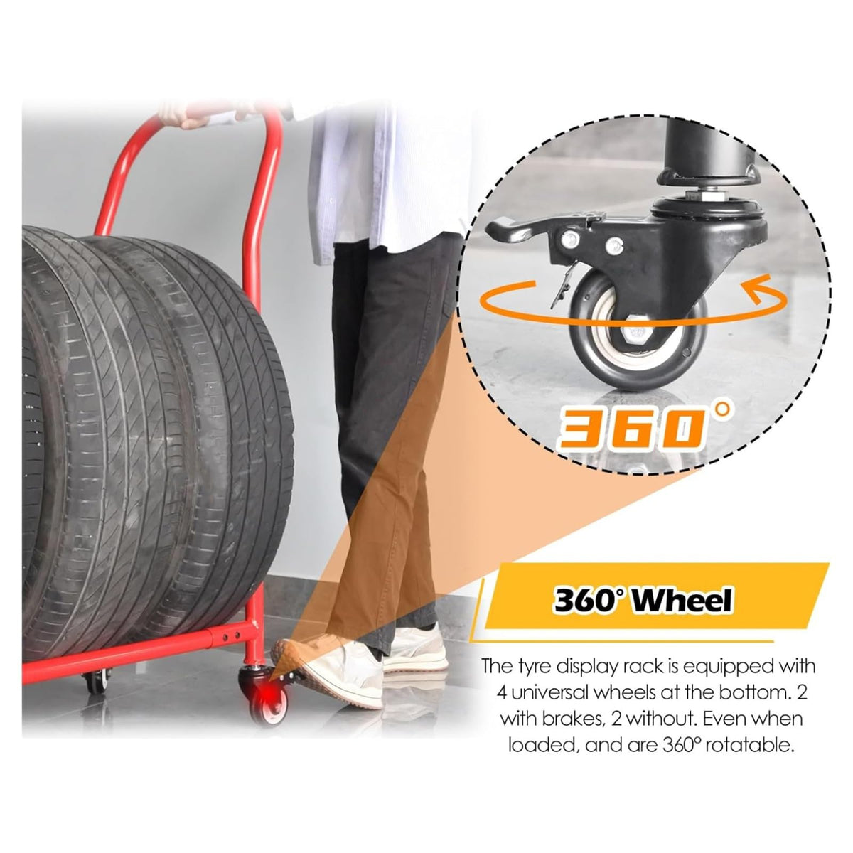 Push-Pull Tyre Storage Holder/Tire Display Rack, Car Tyre Organizer Shelf for Garage/Warehouse Workshop, Heavy Duty Wheel Holder Space for 4-5 Tyres