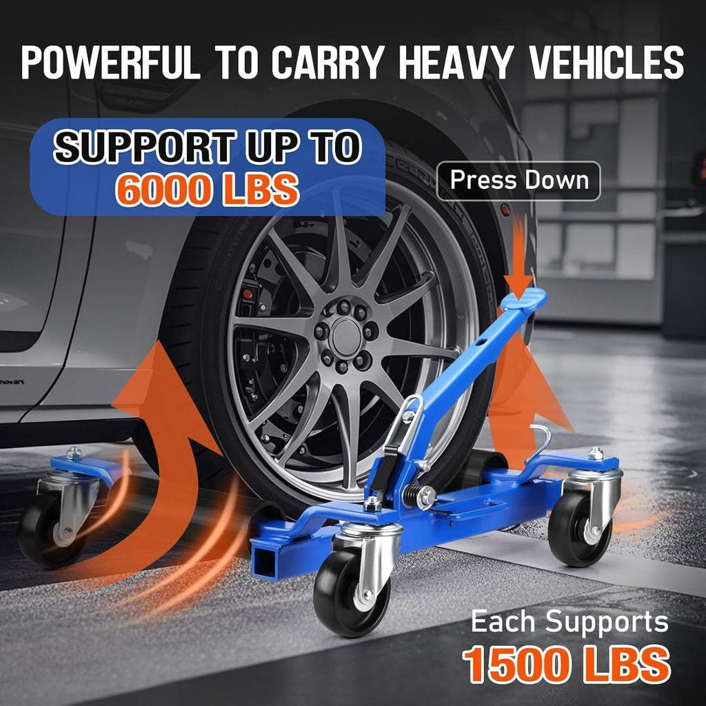 Takywep Mechanical Car Wheel Dolly Jack Set of 2, 3000 Lbs Blue