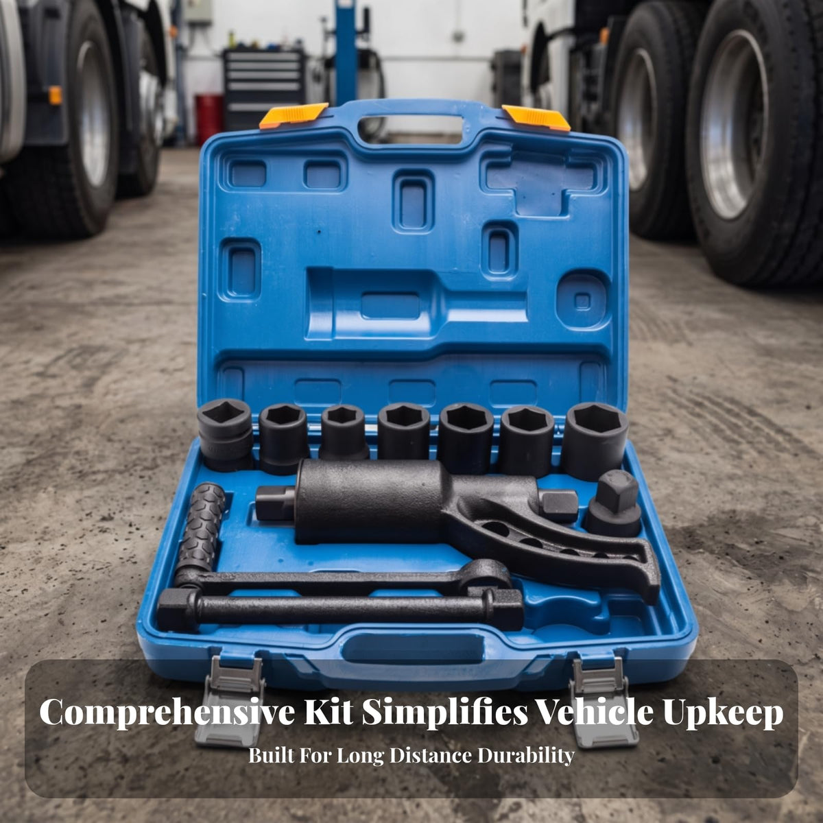 Truck Tire Wrench With 8 Socket Heads And Sturdy Crank Handle 1 65 Gear Ratio Lug Nut Remover Vanadium Steel Body Suitable For Heavy Vehicle Maintenance Workshop Use