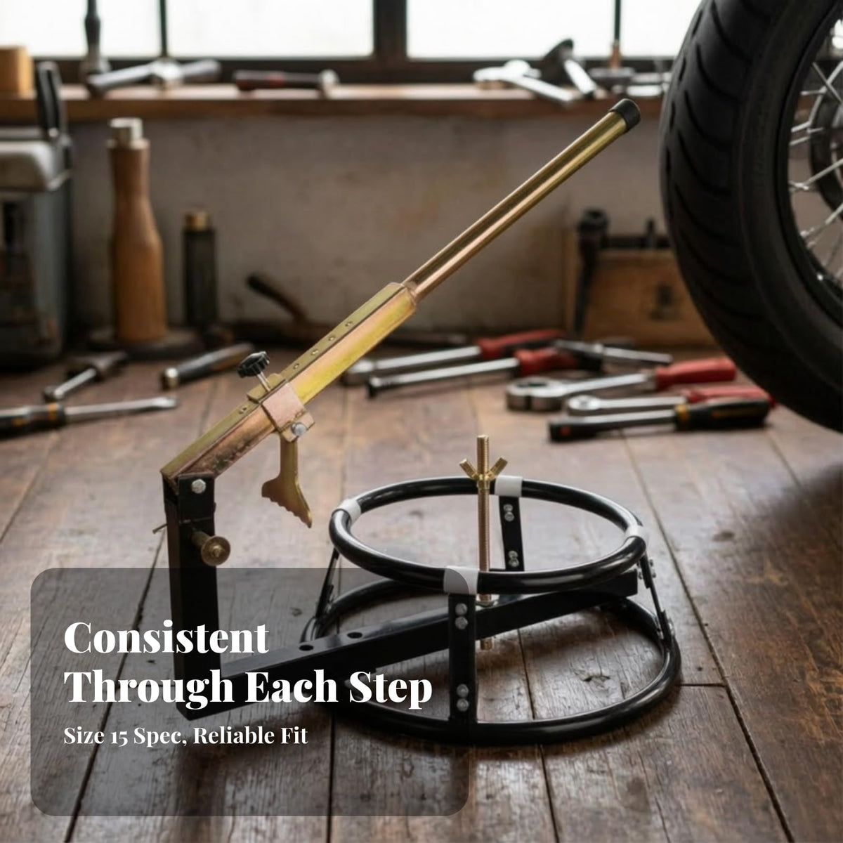 Tire Dismounting Device Steel Manual Tire Changer with Lever Arm Adjustable Central Post Raised Base Sturdy Rectangular High Pressure Resistant Suitable for Mechanics Workshop Home DIY Riders