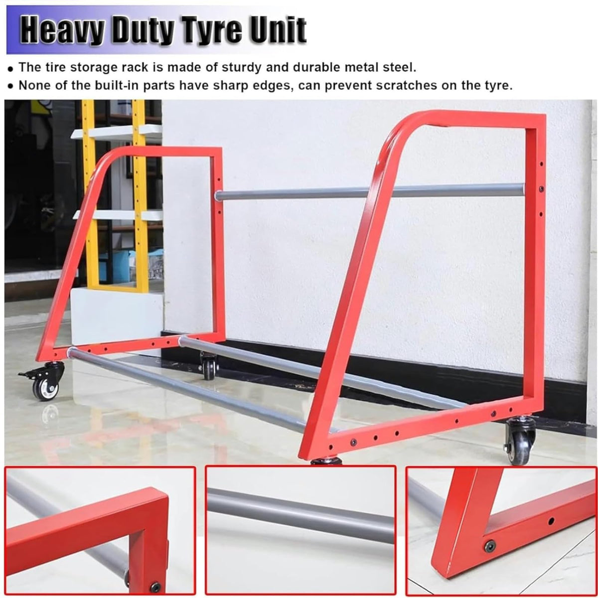 Tire Storage Stand Multi Tire Storage, Vertical Garage Tire Storage Rack Rolling Multi-Tire Display Stand Metal Tires Carrier Tire Rack Spare Tyre Support Holder for Store