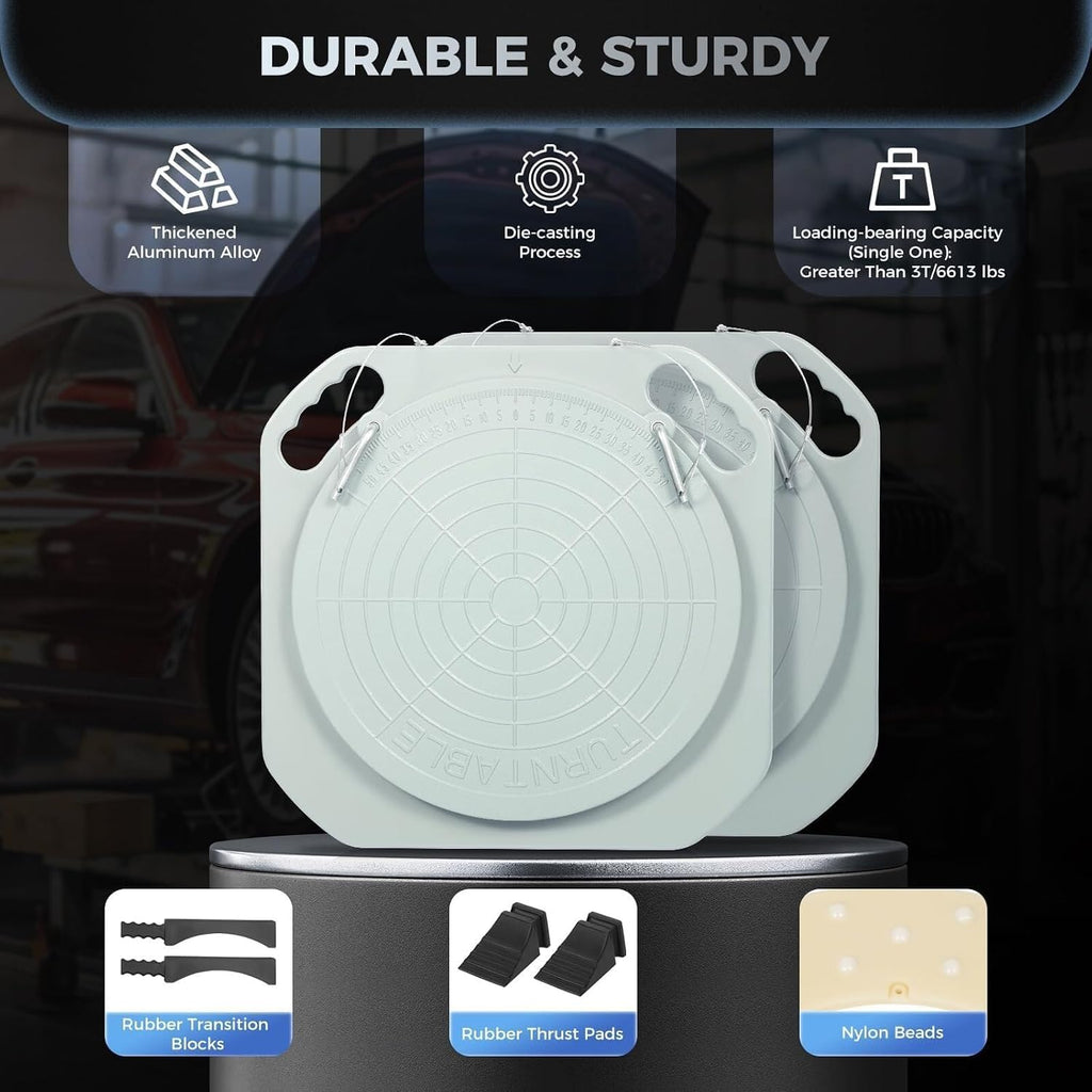 Wheel Alignment Turn Plate 5 Ton Capacity,360° Rotation,2.4in Sliding Distance for Cars&Trucks,Alloy
