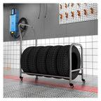 Tire Rack, Garage Tire Storage Rack, Tire Storage Rack with Wheels, Mobile Tire Rack for Workshop/Repair Shop/Factory, Metal Tire Trailer for 4 Tires