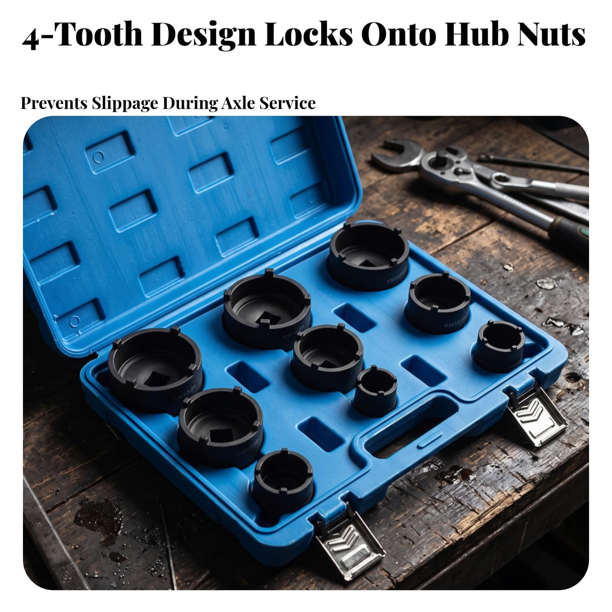 9 Piece Vehicle Hub Nut Socket Kit with for Axle Bearing Disassembly and Reassembly