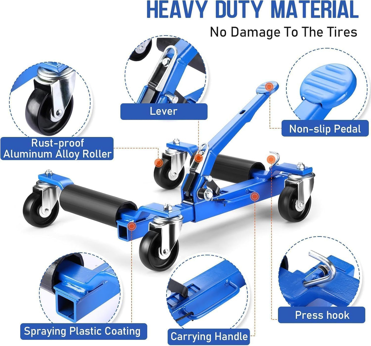 Takywep Mechanical Car Wheel Dolly Jack Set of 2, 3000 Lbs Blue