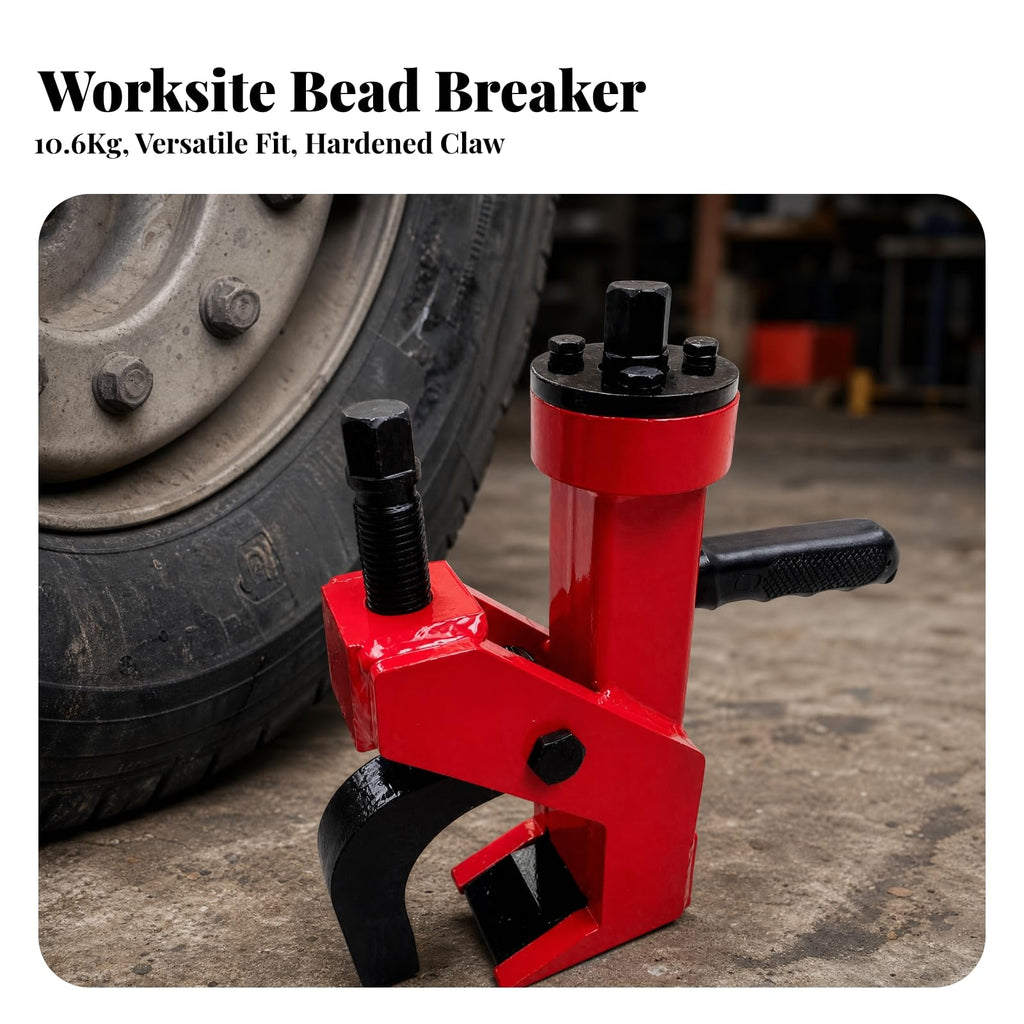 Portable Tire Remover Manual Bead Breaker Machine for Tire Disassembly with Sturdy Rectangular Support Structure and Central Drive Head for Rims Up to