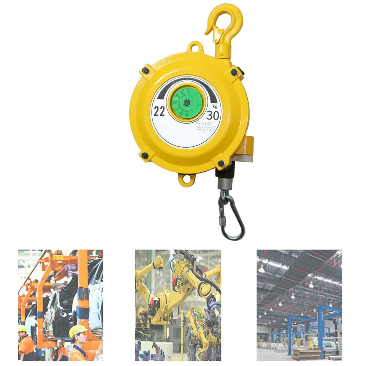 1.5M Retractable Spring Balancer with Hook - Heavy-Duty Tool Balancer for Workshop & Automotive Equipment (5-9kg) - Durable & Reliable Wire Rope Solutions