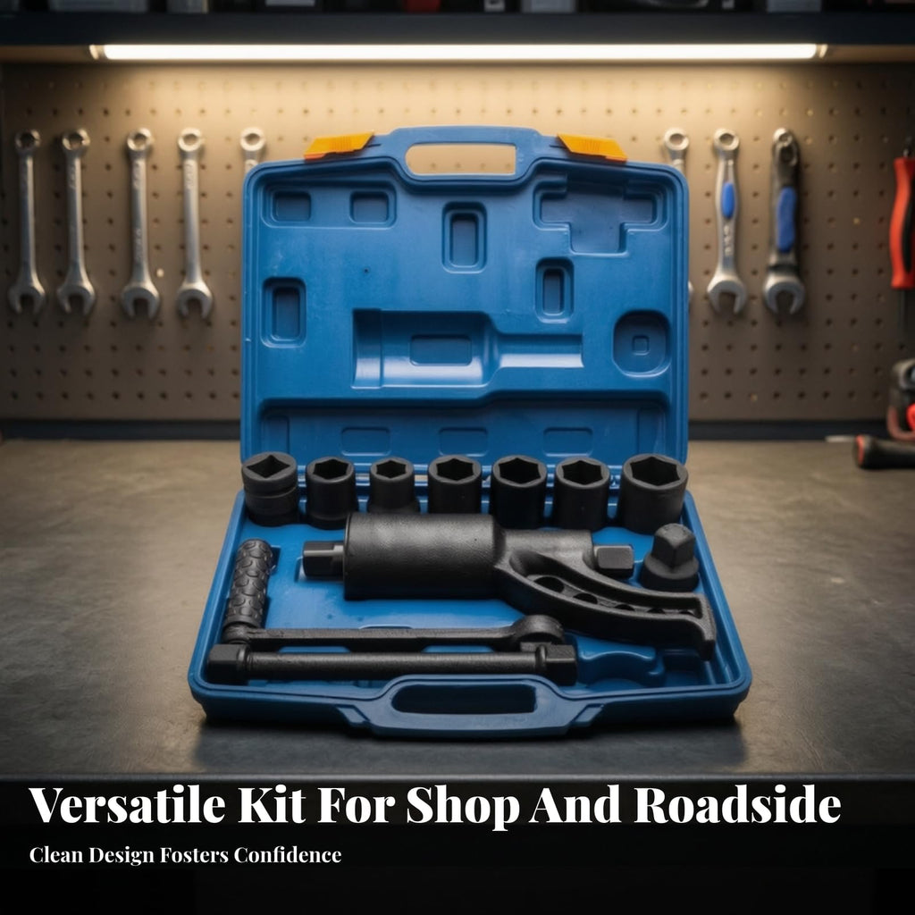 Truck Tire Wrench With 8 Socket Heads And Sturdy Crank Handle 1 65 Gear Ratio Lug Nut Remover Vanadium Steel Body Suitable For Heavy Vehicle Maintenance Workshop Use