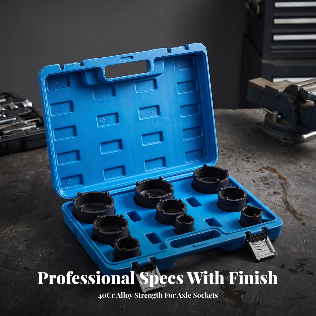 9 Pieces Axle Nut Removal Socket Set with 40Cr Alloy Steel Construction for Wheel Hub Bearing Fastener Disassembly and Installation Suitable for Mechanics and DIY Enthusiasts