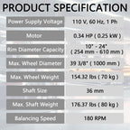 KunChy 10"-24" Automatic Laser Wheel Balancers Wheel Balancing with Hood and Auto Ruler Brake Self-Calibrating,KC-988