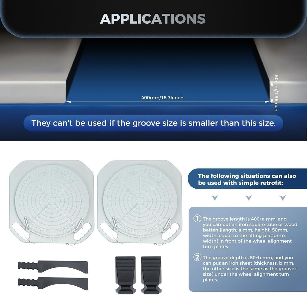 Wheel Alignment Turn Plates,for Car and Truck,Portable Table with Transition Blocks and Thrust Pads
