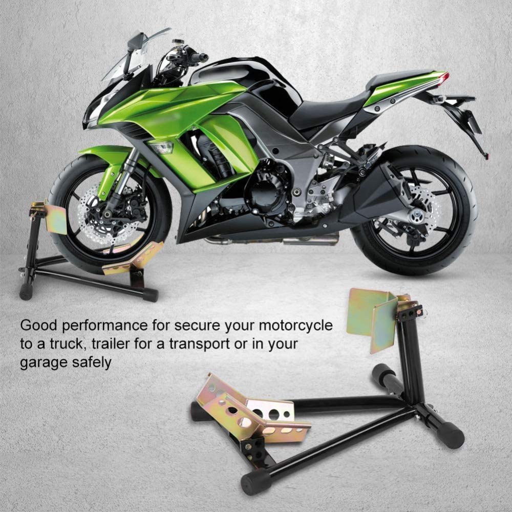 Motorcycle Bike Front Wheel Stand Motorbike Tire Rack Stand for 17-21Inch Wheel Steel Motorbike Wheel Chock Locking Stand System, Front Wheel Chock Parking Rack Display Holder