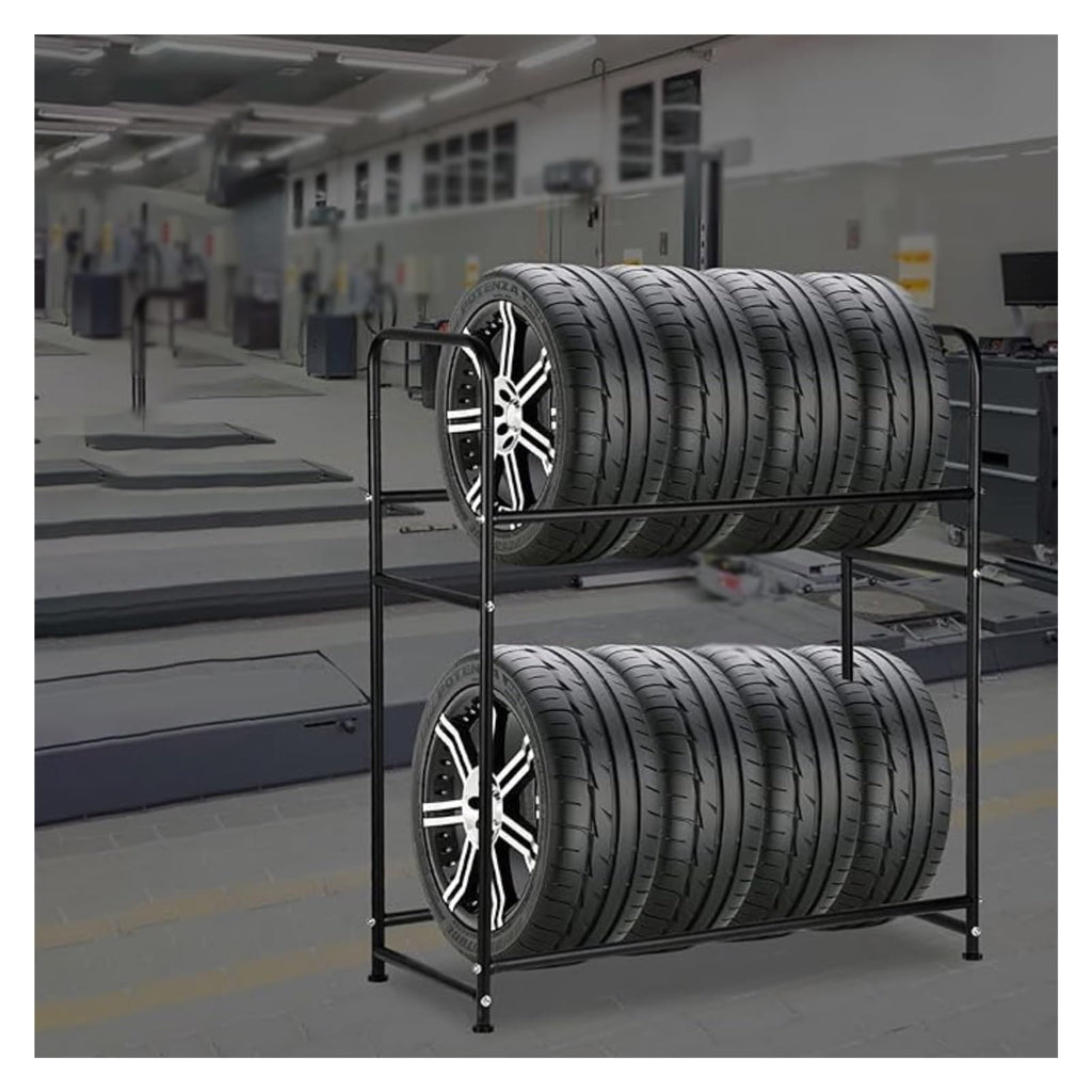 Tire Rack, 112x 51 X 143cm Without Wheels Holds 8 Tire Storage Racks, Height Adjustable Storage Rack for Basement Workshop