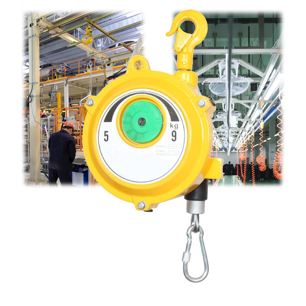 Heavy-Duty Retractable Spring Balancer Tool with Wire Rope & Hook for Workshop, Automotive & Assembly Line Use - 1pc (9-15kg) - Durable Load Suspension Solution