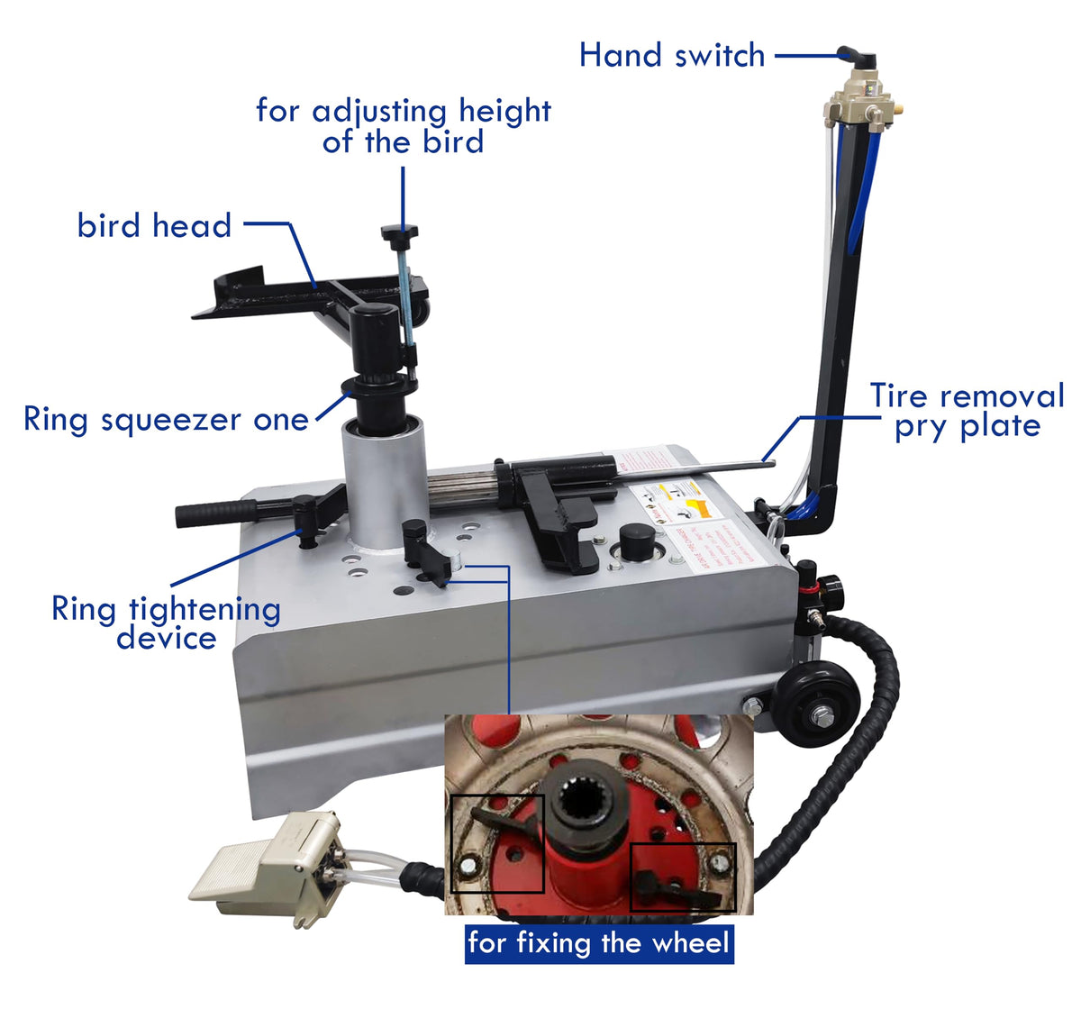 Air Tire Changer Pneumatic Portable Wheel Changing Machine for R22.5 Tire with Tire Jacking Cylinder