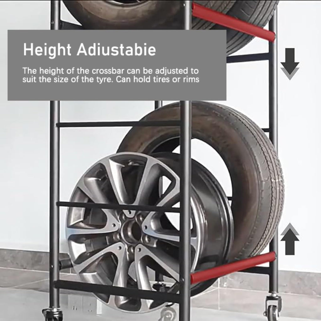 Tire Rack, 2 Tier Tire Storage Rack, Car Motorcycle Tire Stand Display Rack, Garage Storage Rack for Workshop Basement (Dimensions: Width 66 Cm (26"))