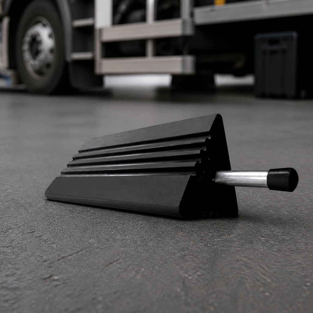 Heavy Duty Rubber Tire Chock for Rolling with Raised Ribbed Grip and Lightweight Portable Design Suitable for Car Truck Trailer Use in Garages and Roadside, Style C