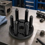 Wheel Balancer Clamp Heavy Duty Wheel Mounting Fixture with Central Opening and Tapered Posts Suitable for Vehicle Alignment and Garage Use
