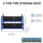 Heavy Duty Tire Storage Rack for Garage | 2000lbs Capacity | Adjustable Shelf Height | Tool-Free Assembly | 2-Tier Freestanding Tire Storage Rack(59.1"x19.7"x55.1")