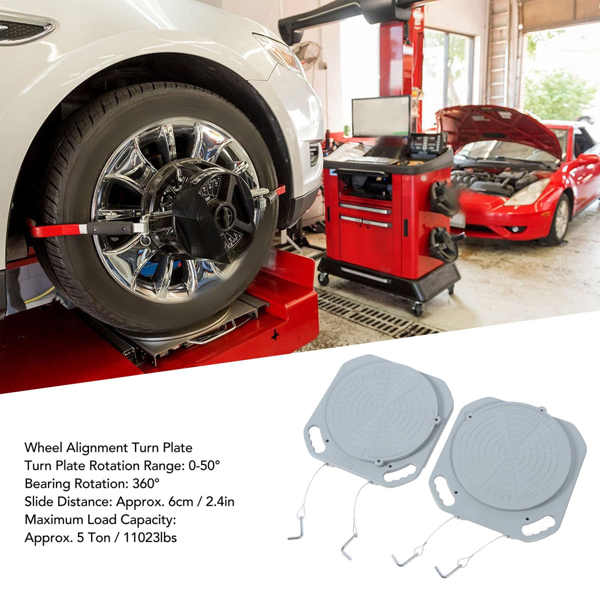 Yosoo 5 Ton Capacity 360 Rotation Mg Alloy Wheel Alignment Turn Plate Tool Professional Car Mechanic Equipment for Most Cars and Trucks