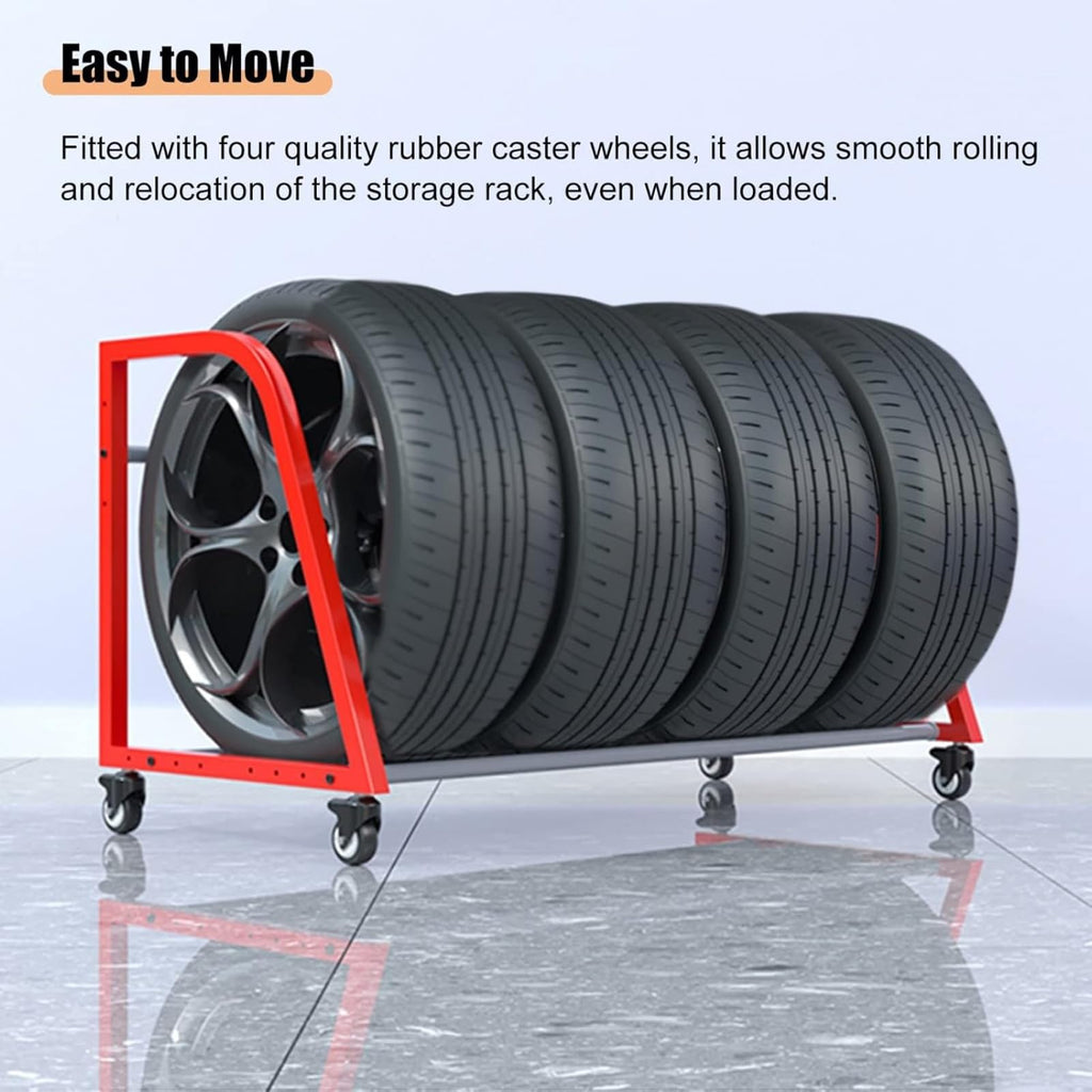 Tire Storage Stand Multi Tire Storage, Vertical Garage Tire Storage Rack Rolling Multi-Tire Display Stand Metal Tires Carrier Tire Rack Spare Tyre Support Holder for Store