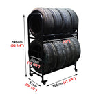 ZIMGOD 2 Tier Tire Storage Rack, Rolling Steel Garage Rack Organizer, 4 Wheels Multi Tire Rack for Indoor/Outdoor/Workshop, Convenient to Move (Size : 106cm/41.5inch)