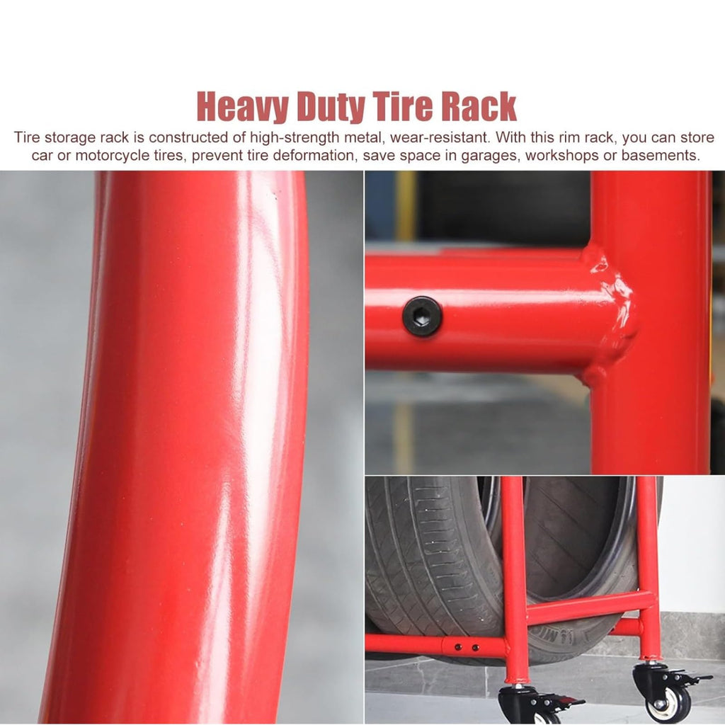 Push-Pull Tyre Storage Holder/Tire Display Rack, Car Tyre Organizer Shelf for Garage/Warehouse Workshop, Heavy Duty Wheel Holder Space for 4-5 Tyres