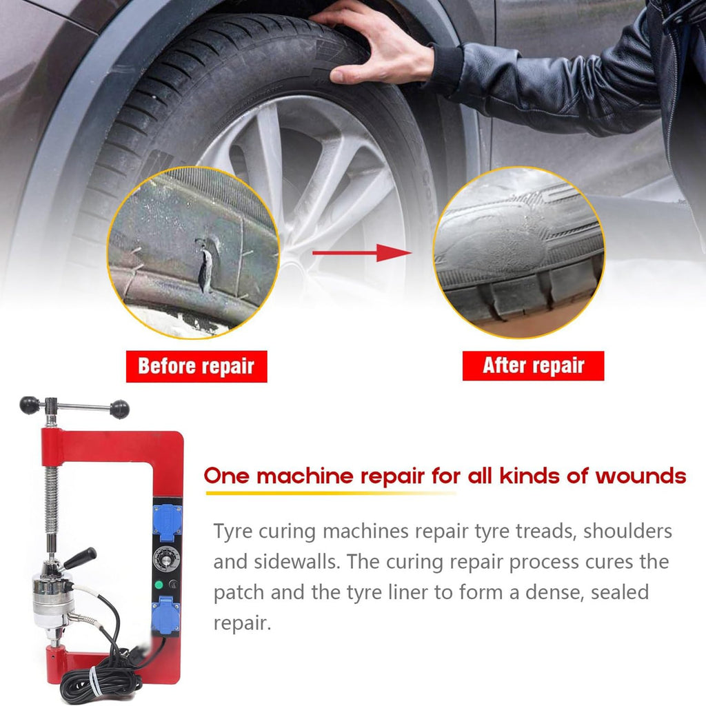 Tire Repair Machine Kit, Adjustable Height & Time, 8 Molds, Vulcanizer