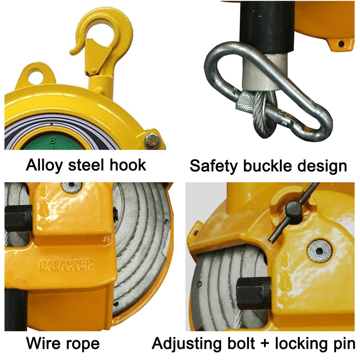 Retractable Spring Balancer 1.5m Wire Rope & Hook - Heavy Duty for Workshop, Assembly Line, Automotive Equipment (9-15kg) - Durable Load Suspension Tool