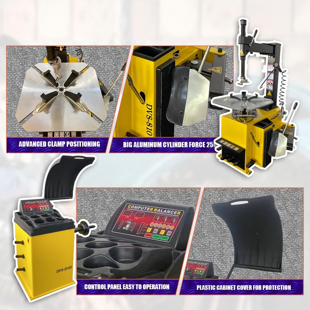 Tire Changer and Tire Balancer Machine Combo Tire Balancer 2040 39'' Max. Wheel Diameter & Tire Changer 811 24'' Rim Tire Changing and Wheel Balancing Machine Combo w/ 2 Year Warranty