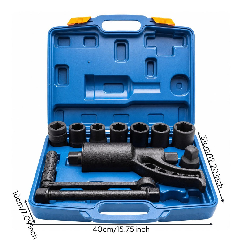 Wheel Nut Remover Set with Sockets Labor-Saving Geared Wheel Nut Wrench Portable Force-Multiplication Lug Wrench for Roadside Repairs