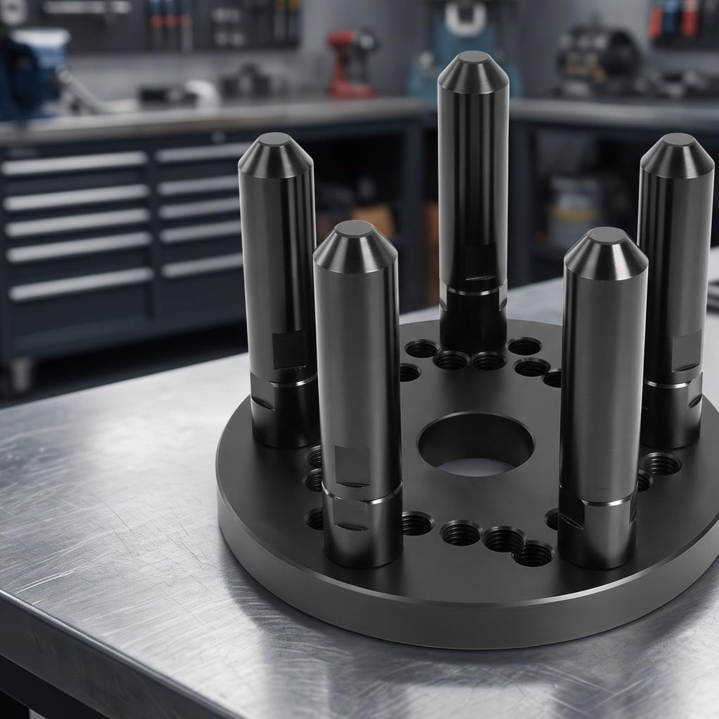 Wheel Balancer Clamp Heavy Duty Wheel Mounting Fixture with Central Opening and Tapered Posts Suitable for Vehicle Alignment and Garage Use