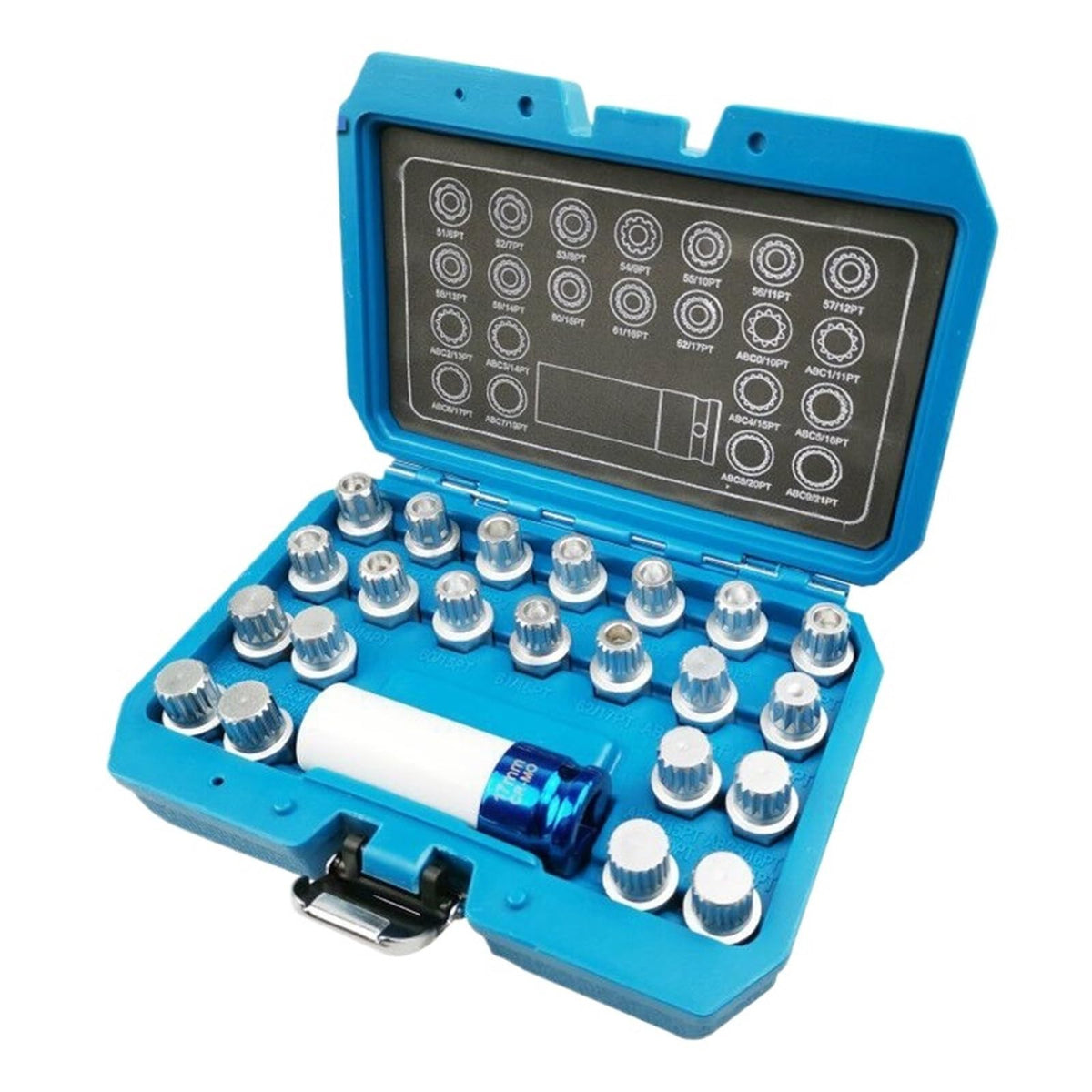 23Pcs Tire Anti-Theft Screw Disassembly Tool Key Sleeve Removal Key Socket Compatible with VW 1/2 Inch 12.7mm Socket Adapter