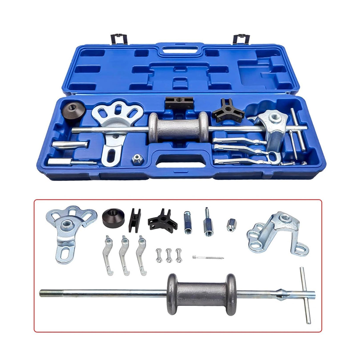 Slide Hammer Puller Set Front Wheel Axle Bearing Hub Remover Removal Tool Kit Wrench Adapter Repair