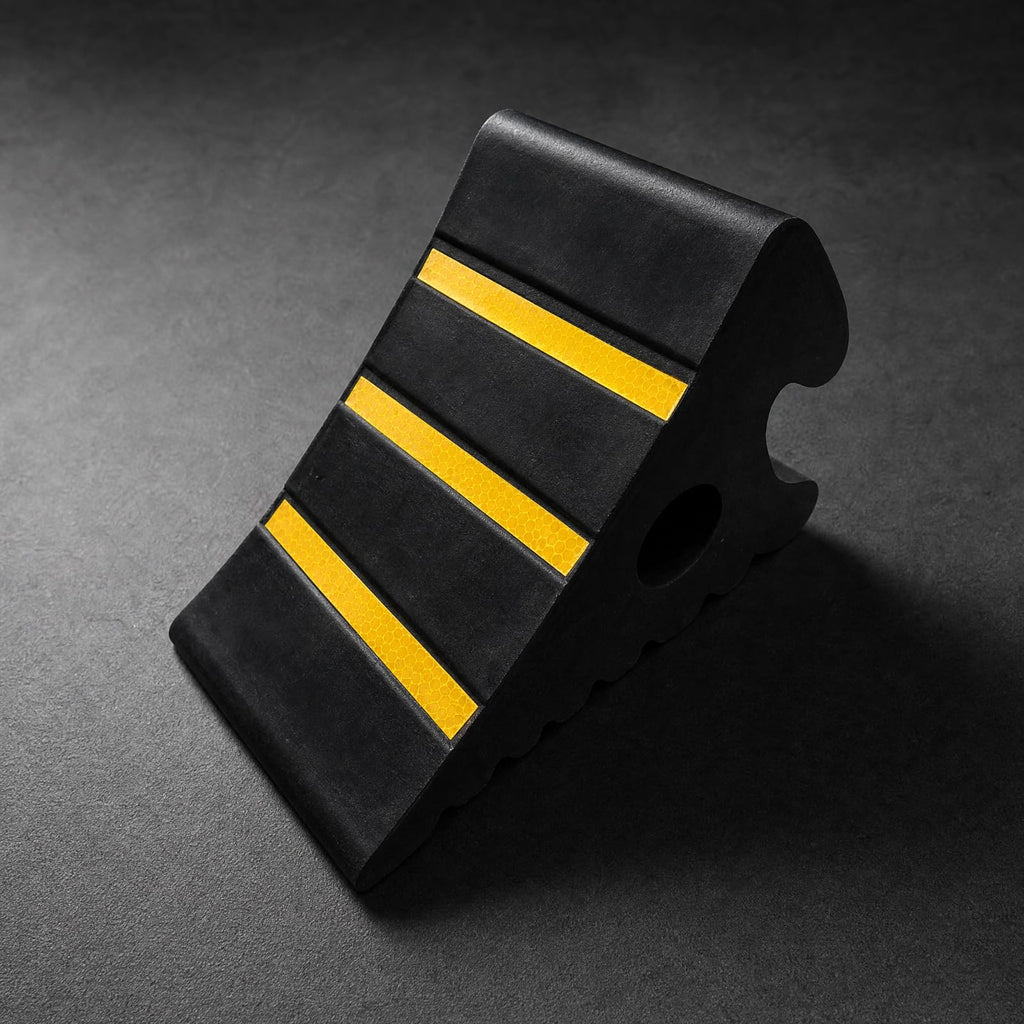 Wedge Wheel Chock with Raised Ribs Ribbed Rubber Wheel Chock Portable Parking Aid for Drivers, Workshops, Roadside, Style C