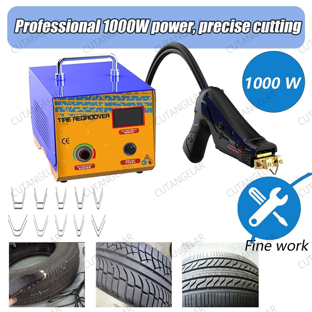 1000W Portable Tire Grooving Machine with 20 Blades - Electric Rubber Grooving Machine, Tire Grooving Machine for Truck, Motorcycle, Kart | 2m Cable, LED Display