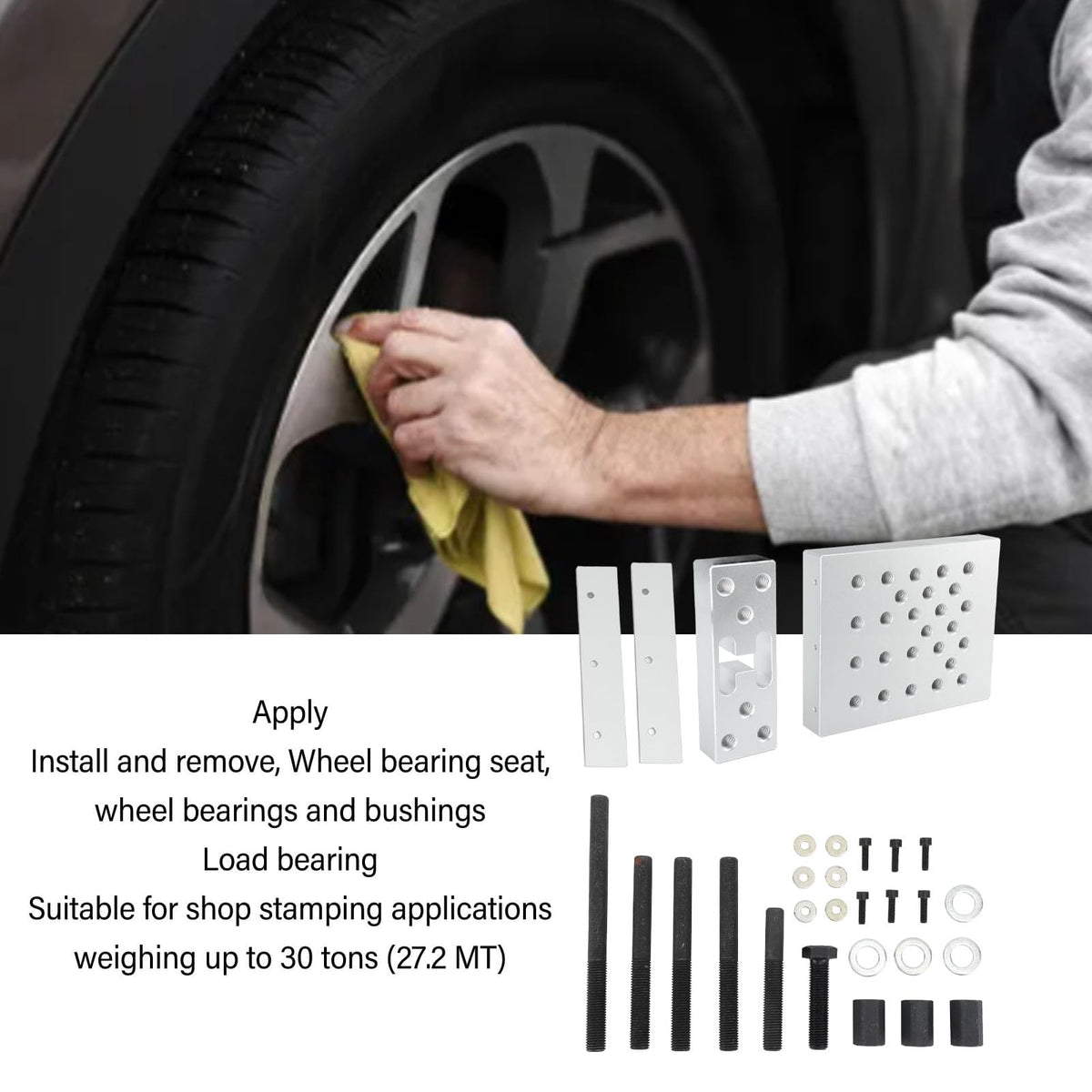 Universal Drill Press Support Plate Set, 30 Ton Capacity, for Car Wheel Hub Bearing Bushing Repair and Removal, Includes Positioning Plates and Spacer Blocks