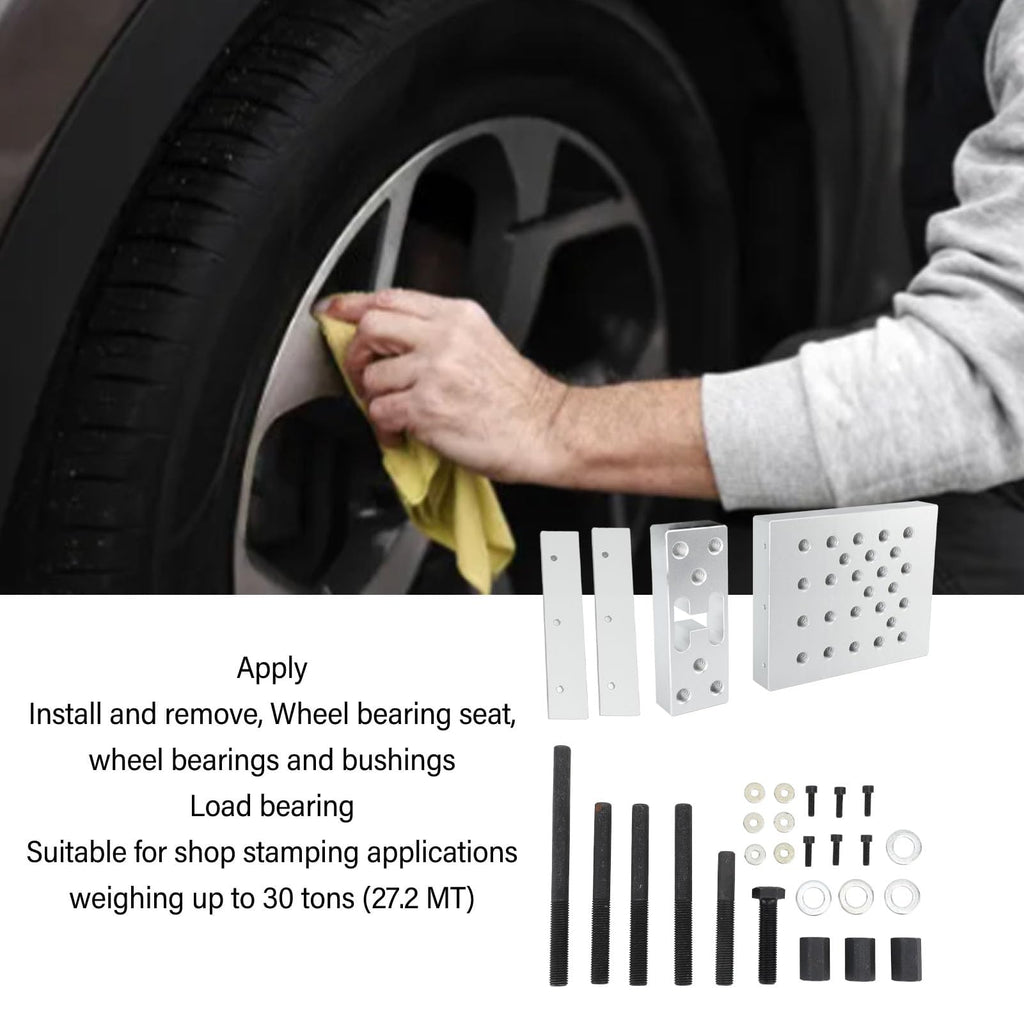 Universal Drill Press Support Plate Set – 30 Ton Capacity for Car Wheel Hub Bearing and Bushing Repair & Removal, Includes Positioning Plates and Spacer Blocks