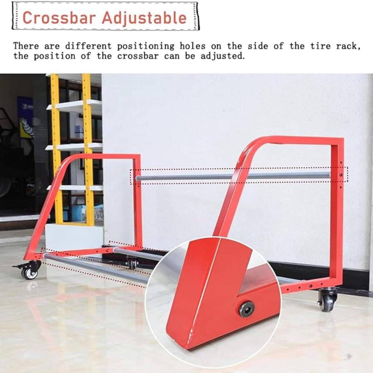 Tire Rack, Garage Tire Rack, Mobile Tire Rack with Wheels, Silver Steel Tire Rack, Garage Storage Rack 127x60x60 Cm
