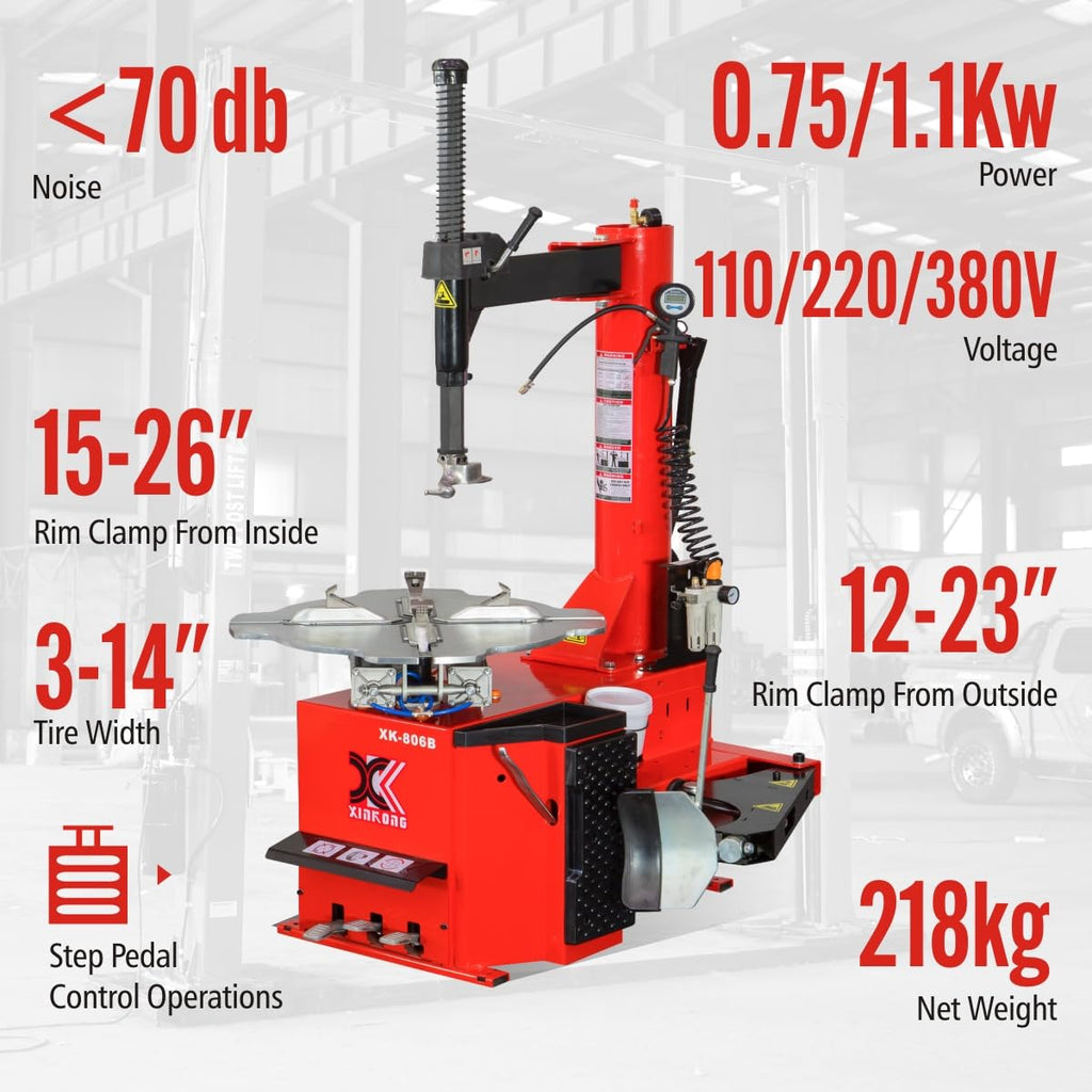 XK Tire Machine,Wheel Changers,Rim Clamp 28 in,110V,2.0HP,806B