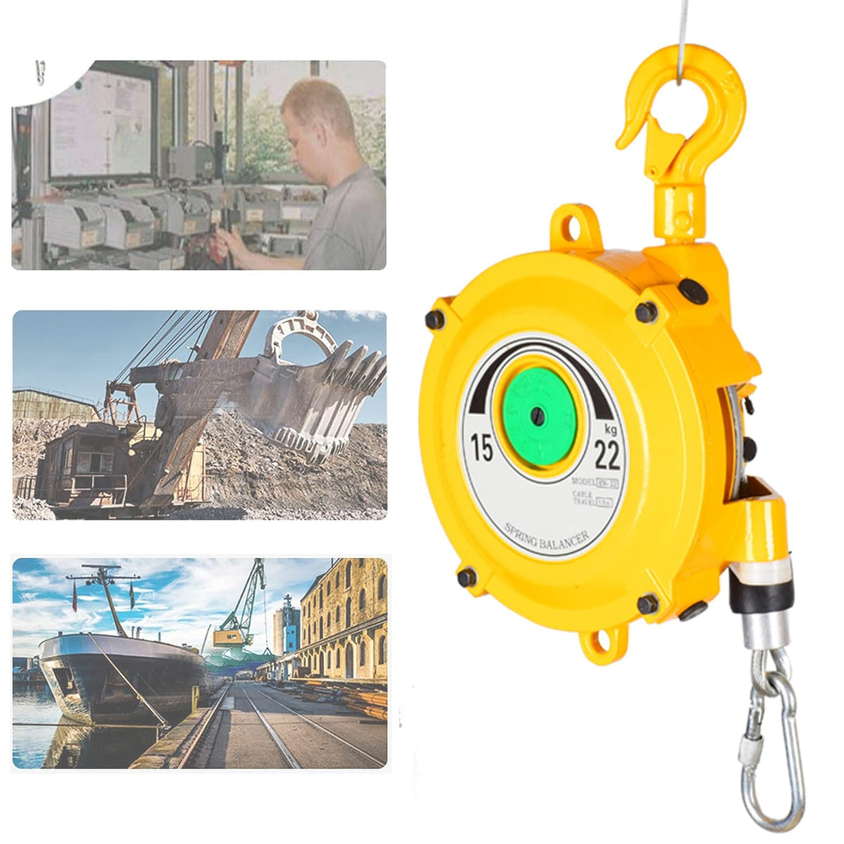 Retractable Spring Balancer, Tool Balancer with Hook and Wire Rope, Adjustable Balancer Retractor Hanging Holding Equipment, for Assembly Line, Workshop and Automotive Equipment (15-22kg