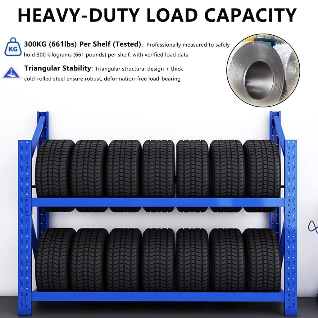 Heavy Duty Tire Storage Rack for Garage | 2000lbs Capacity | Adjustable Shelf Height | Tool-Free Assembly | 2-Tier Freestanding Tire Storage Rack(59.1"x19.7"x55.1")
