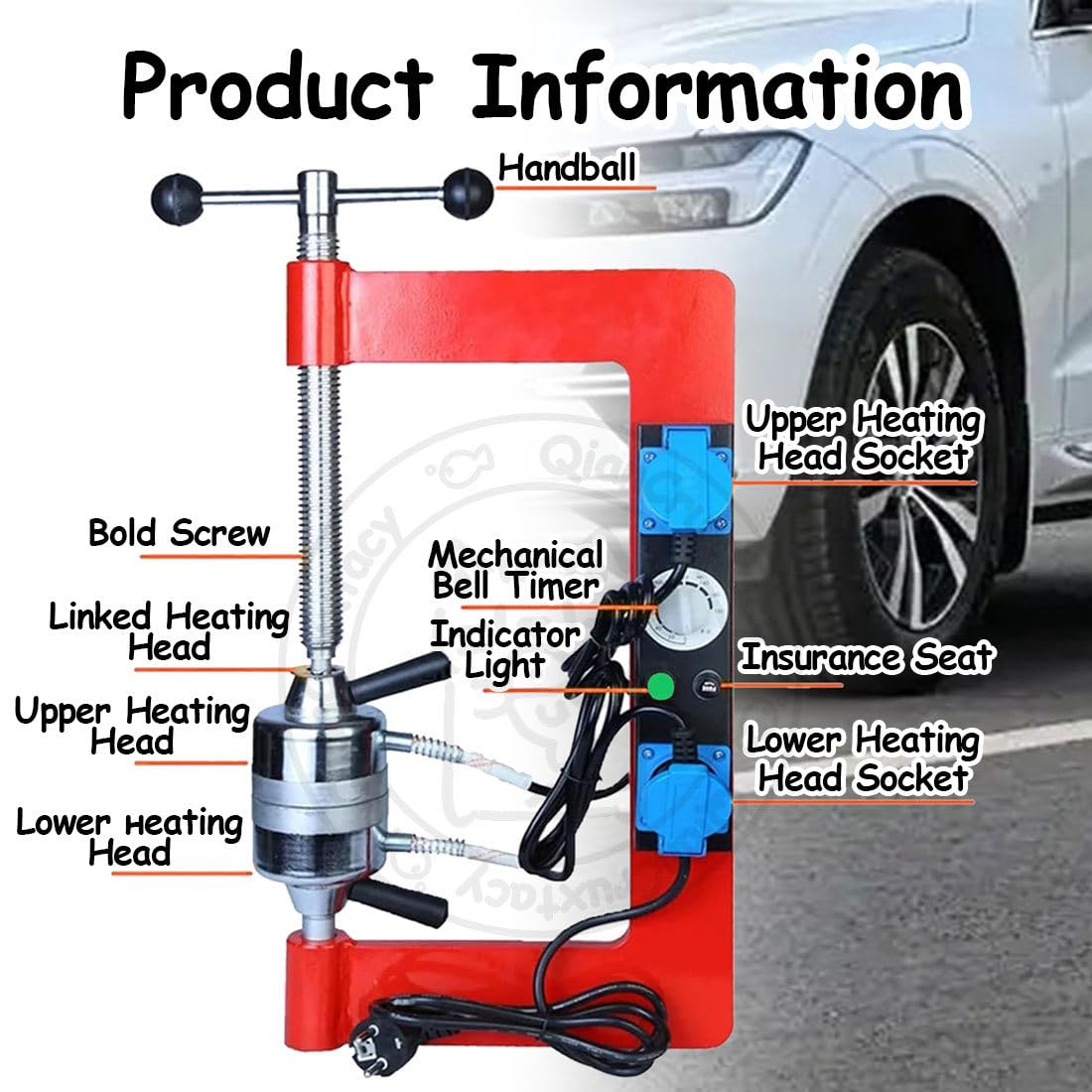 Professional Tire Vulcanizing Machine, Auto Vulcanizing Machine Kit with 8 Molds, Adjustable Height Tower, 120℃–165℃ Temp Control, and 0-180 Min Timer for Spot & Patch Repairs