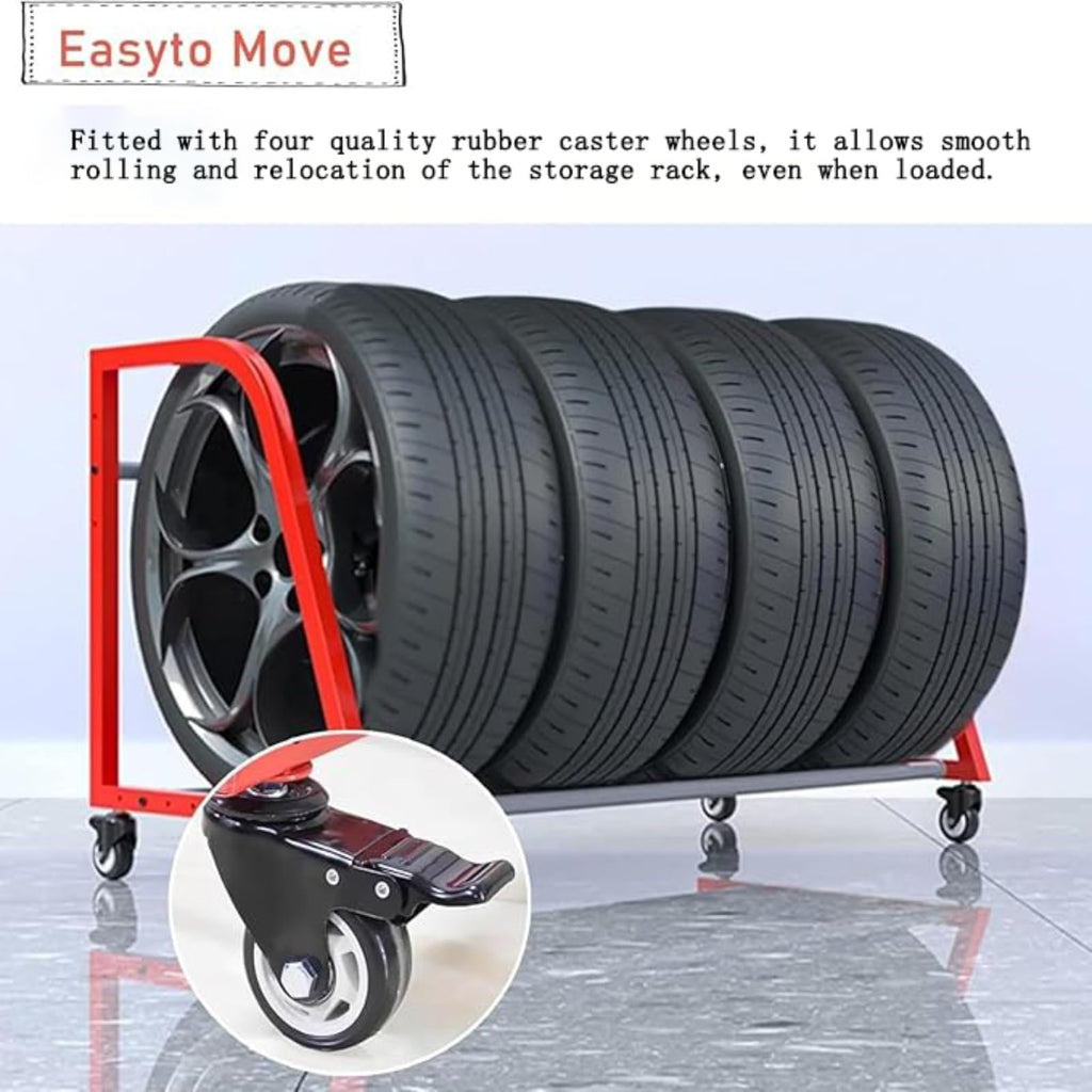 Tire Rack, Garage Tire Rack, Mobile Tire Rack with Wheels, Silver Steel Tire Rack, Garage Storage Rack 127x60x60 Cm
